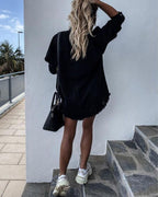 ripped loose bat sleeve denim jacket with pockets