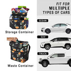 SIBOFUEGO Cute Car Trash Can with Lid - Leak Proof Hanging Waterproof Garbage Can with Storage Pockets Multipurpose Collapsible Car Organizer (Flower)