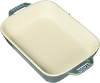 STAUB Ceramics Rectangular Baking Dish, 7.5x6-inch, Rustic Turquoise