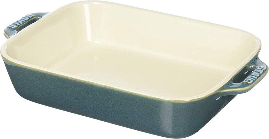 STAUB Ceramics Rectangular Baking Dish, 7.5x6-inch, Rustic Turquoise