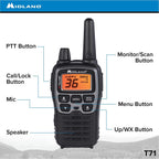 Midland T71VP3 36  FRS Two-Way Radio - Up to 38 Mile RanWalkie Talkie - Black/Silver (Pack of 6)