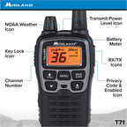 Midland T71VP3 36  FRS Two-Way Radio - Up to 38 Mile RanWalkie Talkie - Black/Silver (Pack of 6)