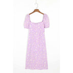 floral puff maxi dress