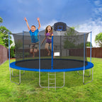 16 FT Outdoor Trampoline for Kids, Trampolines with Enclosure, Trampoline with Basketball Hoop, Outdoor Trampoline with Net, Bounce Jumper Trampoline Combo, Indoor Outdoor Play Equipment, W12969
