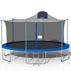 16 FT Outdoor Trampoline for Kids, Trampolines with Enclosure, Trampoline with Basketball Hoop, Outdoor Trampoline with Net, Bounce Jumper Trampoline Combo, Indoor Outdoor Play Equipment, W12969