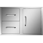 BBQ Access Door Double Drawer Combo 36"x24" Polished Outdoor Kitchen Flush Mount