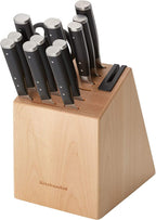 KitchenAid Gourmet 14-Piece Forged Triple Rivet Block Set with Built-in Knife Sharpener, Natural