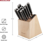 KitchenAid Gourmet 14-Piece Forged Triple Rivet Block Set with Built-in Knife Sharpener, Natural