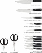 KitchenAid Gourmet 14-Piece Forged Triple Rivet Block Set with Built-in Knife Sharpener, Natural