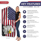 Autoamerics 1-Piece Windshield Sun Shade American Eagle Flag USA Patriotic  - Foldable Car Front Window Sunshade for Sedans SUV Truck - Blocks Max UV Rays and Keeps Your Vehicle Cool X-Large