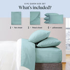 LuxClub 6 PC California King Size Sheet Set Bamboo Sheets Deep Pockets 18" Eco Friendly Wrinkle Free Cooling Sheets Machine Washable Hotel Bedding Silky Soft - Light Teal California King