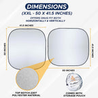 EcoNour 2-Piece Foldable Spring RV Windshield Sunshade, Reflective 230T Nylon Keeps Your RV Cool, Front RVs, Trucks, Motorhomes, Large Bus, Large Side Window, XXL (Each 41.5 in x 50 in)