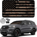 Autoamerics 1-Piece Windshield Sun Shade Brown Camo American Flag USA  - Foldable Car Front Window Sunshade for Most Sedans SUV Truck - Blocks Max UV Rays and Keeps Your Vehicle Cool - Medium