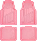 CAR PASS Heavy Duty Rubber Floor Mats Pink 4-Piece Car Mat Set - Universal Waterproof Floor Mats for Car SUV Truck, Durable All-Weather Mats，Car Mats for Women,Girly(All Pink)
