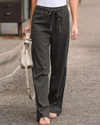 plus size women's linen cotton straight pants