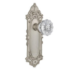 Victorian Plate 2-3/8 in. Backset Satin Nickel PassaHall/Closet Crystal Glass Door Knob