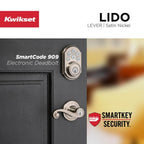 Lido Satin Nickel Entry Door Lever Featuring SmartKey Security
