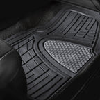 FH Group Automotive Floor Mats - Heavy-Duty Rubber Floor Mats for Cars, Universal Fit Full Set, Climaproof Floor Mats, Trimmable Floor Mats for Most Sedan, SUV, Truck Floor Mats Gray Black