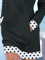 Casual Print Lapel Long Sleeves Shift Dress