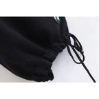 vintage black floral embroidery turtleneck sweater