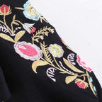 vintage black floral embroidery turtleneck sweater