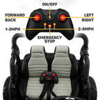 2022 Two (2) Seater Ride On Kids Car Truck w/ Remote Control - Lar12V Power Battery Licensed Kid Car to Drive w/ 3 Speeds, Leather Seat, MP3 Music Player Bluetooth FM Radio, Foam Rubber Tires