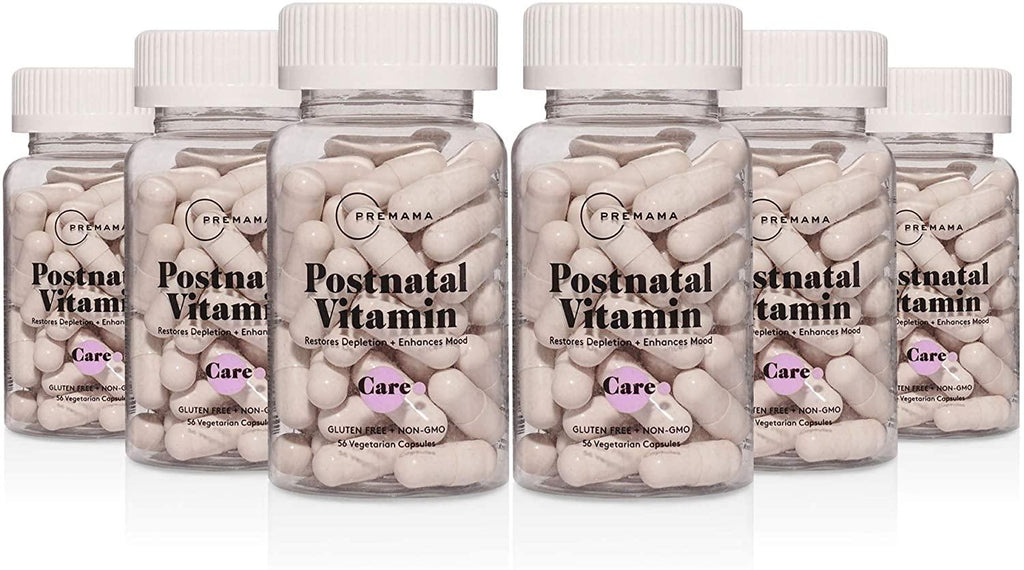 PREMAMA Postnatal Vitamin Capsules Vegan Multivitamin for Women Postpartum Care with Vitamin B12 & Folate | Provides Lactation Support and Breastfeeding Gluten-Free and Non-GMO 28 Servings (Pack of 6)