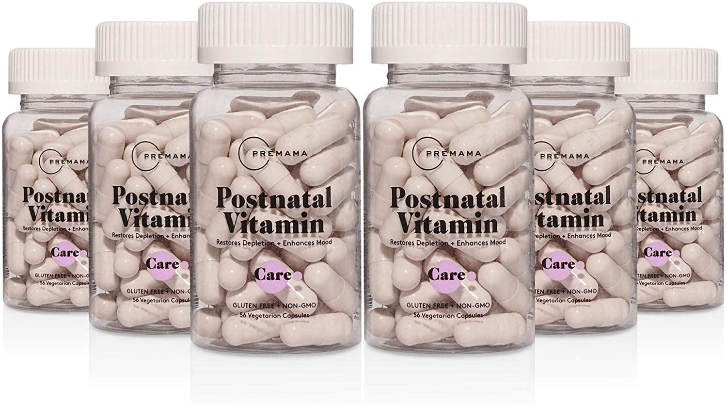 PREMAMA Postnatal Vitamin Capsules Vegan Multivitamin for Women Postpartum Care with Vitamin B12 & Folate | Provides Lactation Support and Breastfeeding Gluten-Free and Non-GMO 28 Servings (Pack of 6)