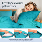 LuxClub 7 PC Split King Sheet Set Bamboo Sheets Deep Pockets 18" Eco Friendly Wrinkle Free Cooling Sheets Machine Washable Hotel Bedding Silky Soft - Teal Split King