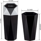JUSTTOP Car Trash Can with Lid, Diamond  Small Automatic Portable Trash Can, Easy to Clean, Used in Car Home Office (Silver)