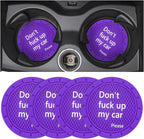 8sanlione Car Cup Coaster, 4Pcs 2.75 Inch Auto Cup Holder Insert Coasters, Anti-Slip Waterproof Embedded Drink Mat, Automotive Interior Accessories for Men and Women (D Deep Purple/4PCS)