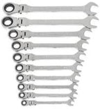 GEARWRENCH 10 Pc. 12 Point Flex Head Ratcheting Combination SAE Wrench Set with Tool Roll - 85893