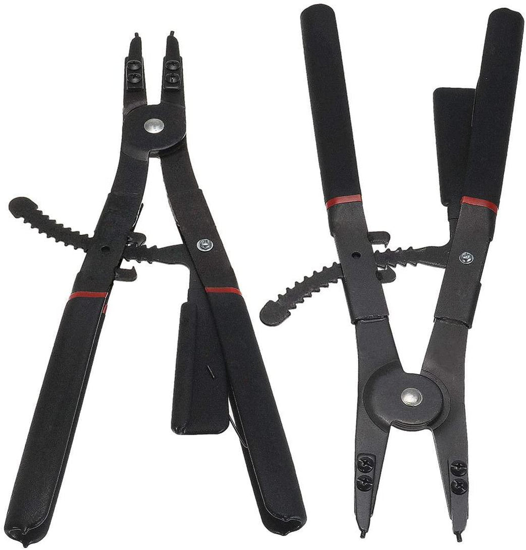 CHUNSHENN Pliers, 16 Inch 2Pcs LarCirclip Snap Ring Pliers Set Retaining Ring Ratcheting with Xtra Tips Pincers Tool Hand Tools Safe