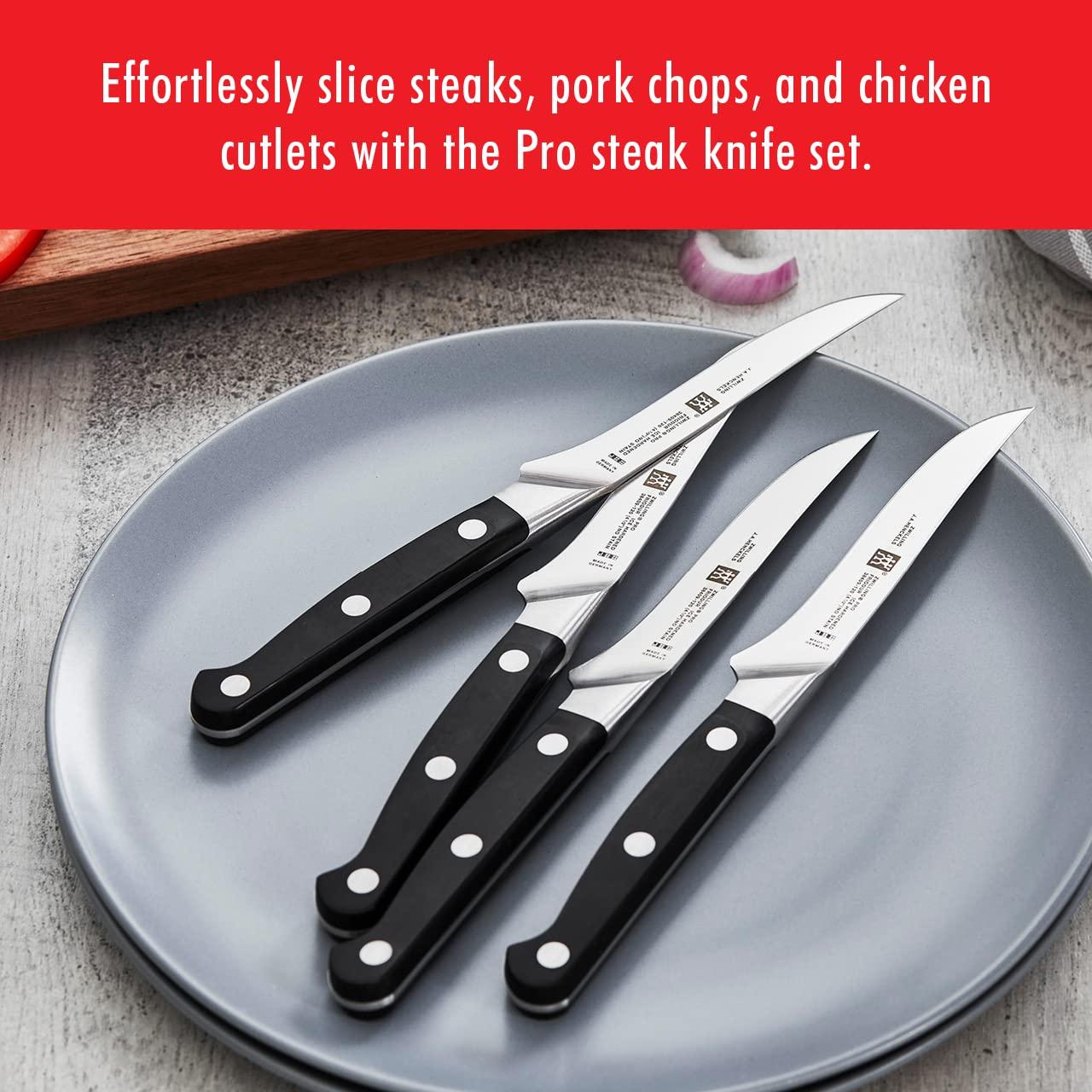 Zwilling J.A. Henckels Pro 4-pc Steak Knife Set, Black/Stainless Steel, 4.5" (38430-002)
