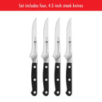 Zwilling J.A. Henckels Pro 4-pc Steak Knife Set, Black/Stainless Steel, 4.5" (38430-002)