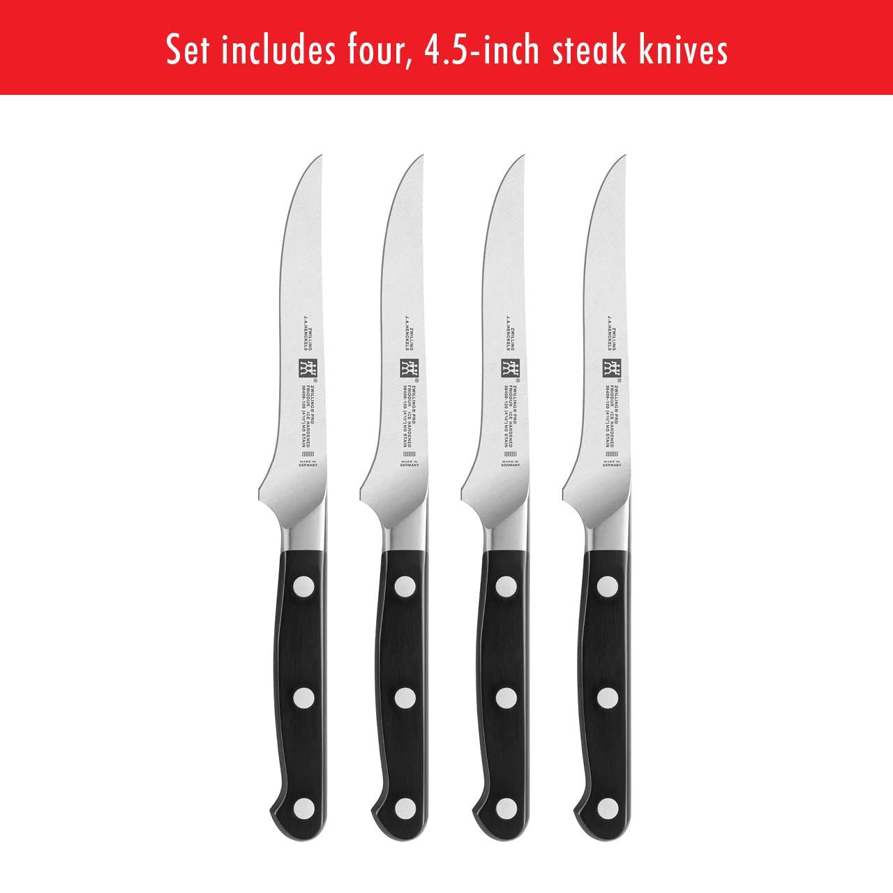 Zwilling J.A. Henckels Pro 4-pc Steak Knife Set, Black/Stainless Steel, 4.5" (38430-002)