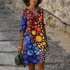 Ladies V-neck Sleeve Print Dress