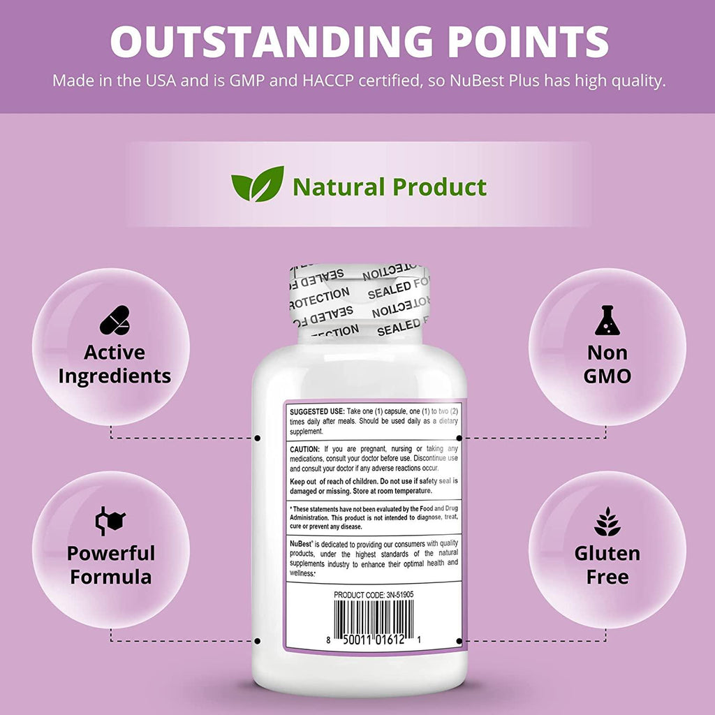 NuBest Plus - Youthful Skin Formula - Beauty & Health Support - Natural Supplement - Collagen Hydrolysate, CoEnzyme Q10 & Vitamins 60 Capsules (Pack of 12)