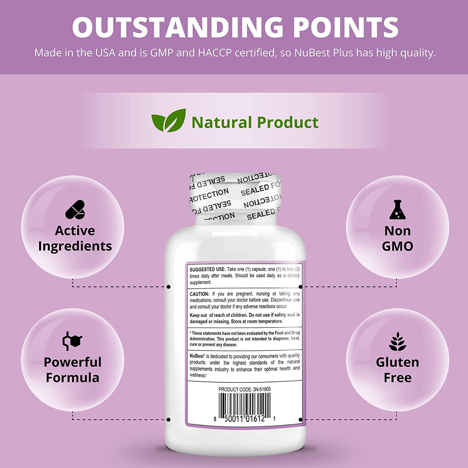 NuBest Plus - Youthful Skin Formula - Beauty & Health Support - Natural Supplement - Collagen Hydrolysate, CoEnzyme Q10 & Vitamins 60 Capsules (Pack of 12)