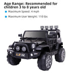 Topcobe Kids Electric Cars to Ride in, 12V Kids Ride-On Jeep Car for Child Boys Girls, Gift Children Truck Car with Remote Control, 3 Speeds, Spring Suspension, LED Lights