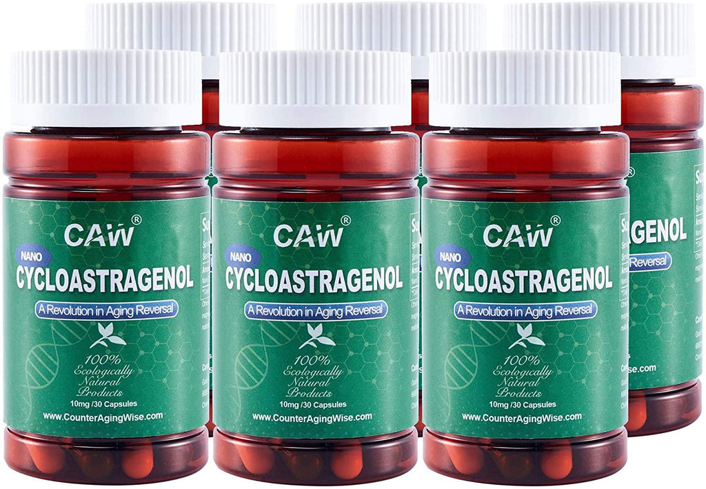 CAW Nano Cycloastragenol 10mg 30 Caps 6 Bottles Anti Aging Telomerase Activation Supplement…