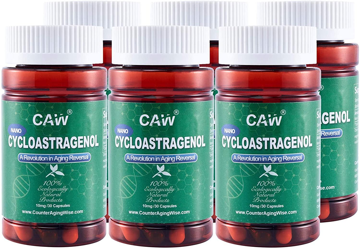 CAW Nano Cycloastragenol 10mg 30 Caps 6 Bottles Anti Aging Telomerase Activation Supplement…
