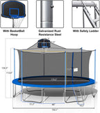 JAPower 16 FT Trampoline with Basketball Hoop, Outdoor Trampoline for Adults Kids