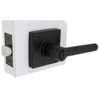Highland Matte Black Bed and Bath Door Lever with Square Rose