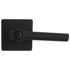 Highland Matte Black Bed and Bath Door Lever with Square Rose