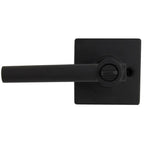 Highland Matte Black Bed and Bath Door Lever with Square Rose