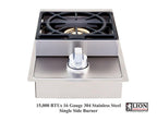 SINGLE DROP IN BBQ ISLAND SIDE BURNER 15KBTU PROPANE -L6247-
