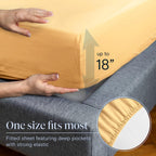 LuxClub 6 PC Queen Sheet Set Bamboo Sheets Deep Pockets 18" Eco Friendly Wrinkle Free Cooling Sheets Machine Washable Hotel Bedding Silky Soft - Yellow Queen