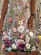 Casual Women'S Flower Sling Midi Skirt Dress