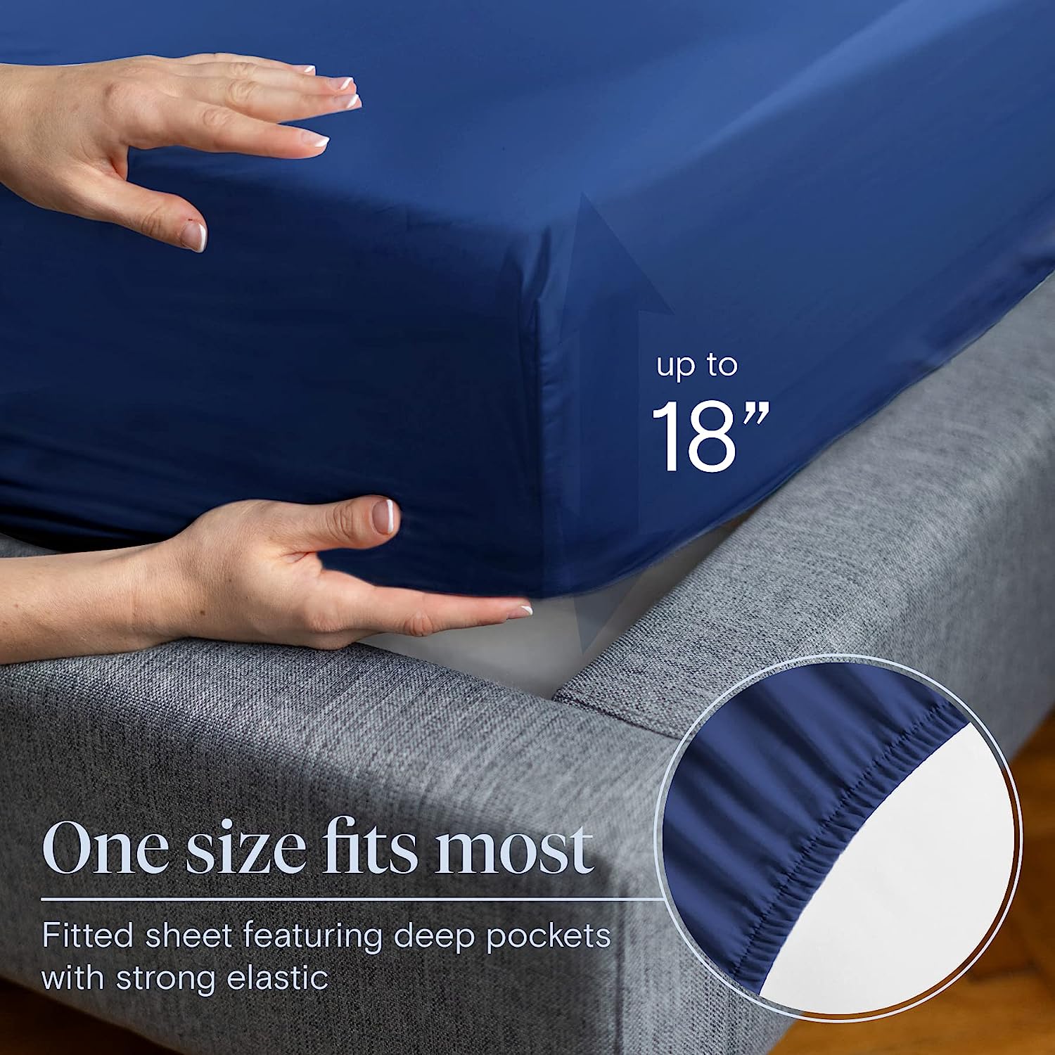 LuxClub Twin Sheets Set - Soft Kids Twin Bed Sheets for Boys and Girls, 4 PC Deep Pockets 18" Eco Friendly Wrinkle Free Fitted Sheets Machine Washable Hotel Bedding Silky Soft- Navy Twin